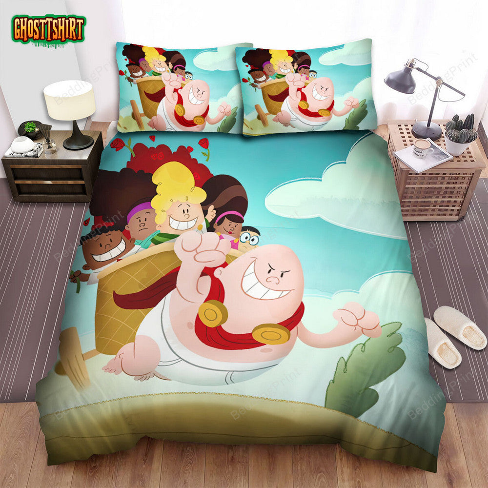 Captain Underpants Carrying Friends Poster Bed Sheets Spread Duvet Cover Bedding Set