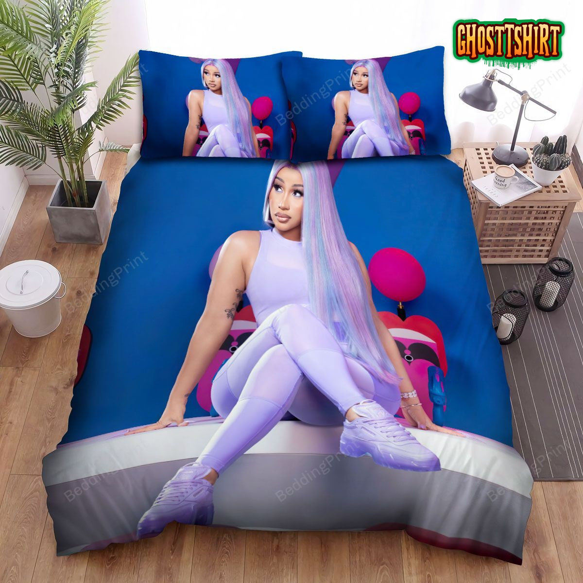 Cardi B Reebok Purple Bed Sheets Duvet Cover Bedding Set