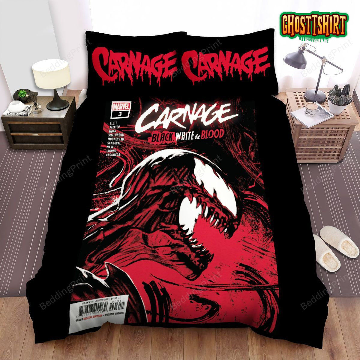 Carnage Black White And Blood Bed Sheets Duvet Cover Bedding Set