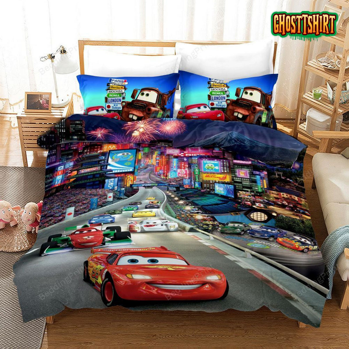 Cars On The Race Cars Animated Movie 3D Printed Bedding Set