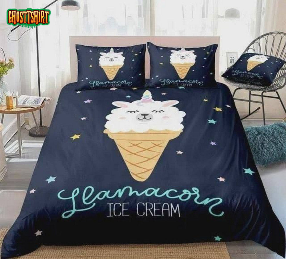Cartoon Alpaca Ice Cream Cotton Bed Sheets Spread Comforter Duvet Cover Bedding Set