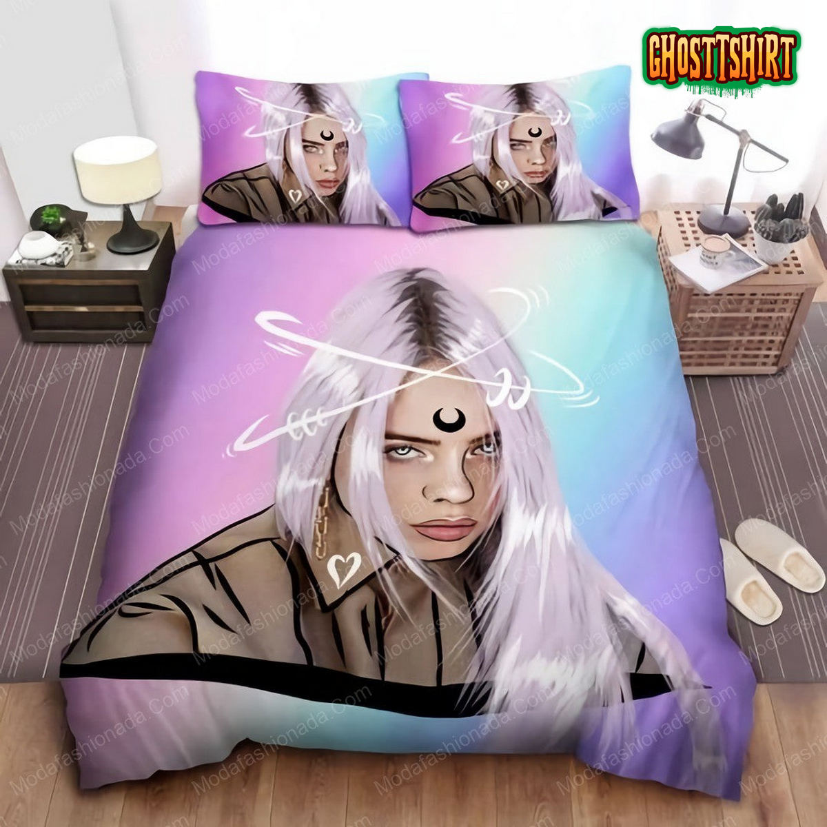 Cartoon Billie Eilish Drawing 36 Bedding Set