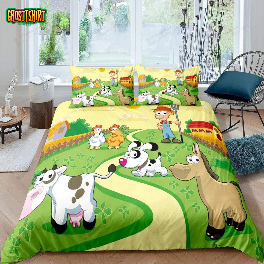 Cartoon Farm Animals Bedding Set