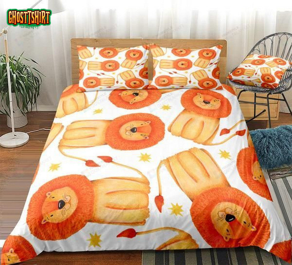 Cartoon Lion Kid Cotton Bed Sheets Spread Comforter Duvet Cover Bedding Set