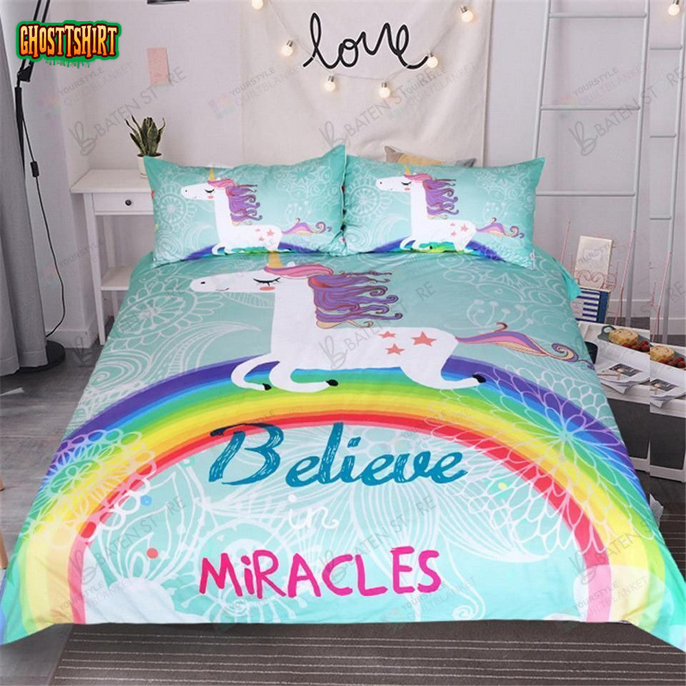 Cartoon Rainbow Unicorn Bed Sheets Duvet Cover Bedding Set