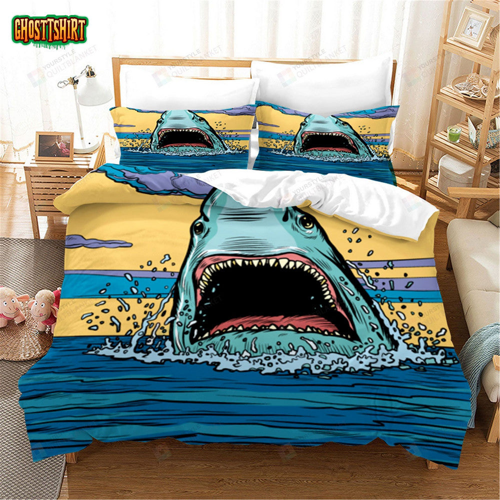 Cartoon Shark Bed Sheets Spread Duvet Cover Bedding Set