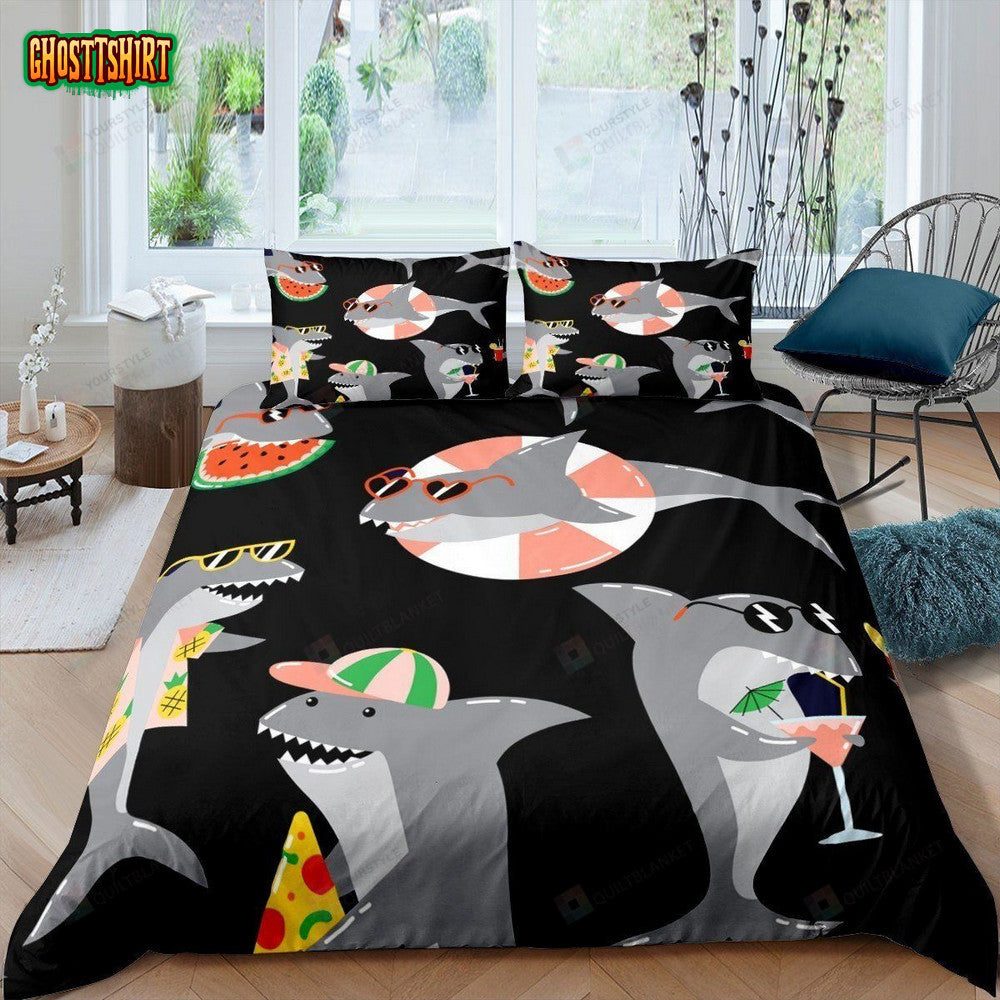 Cartoon Shark Relax Bed Sheets Spread Duvet Cover Bedding Set