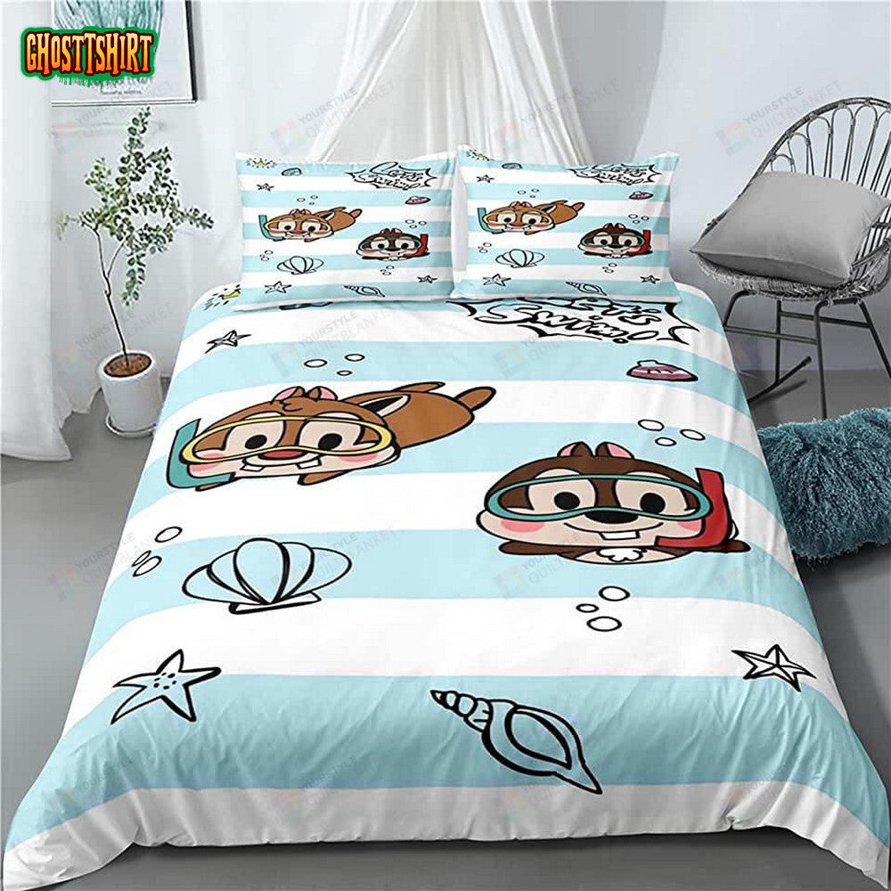 Cartoon Squirrels Under The Beach Bed Sheets Duvet Cover Bedding Set