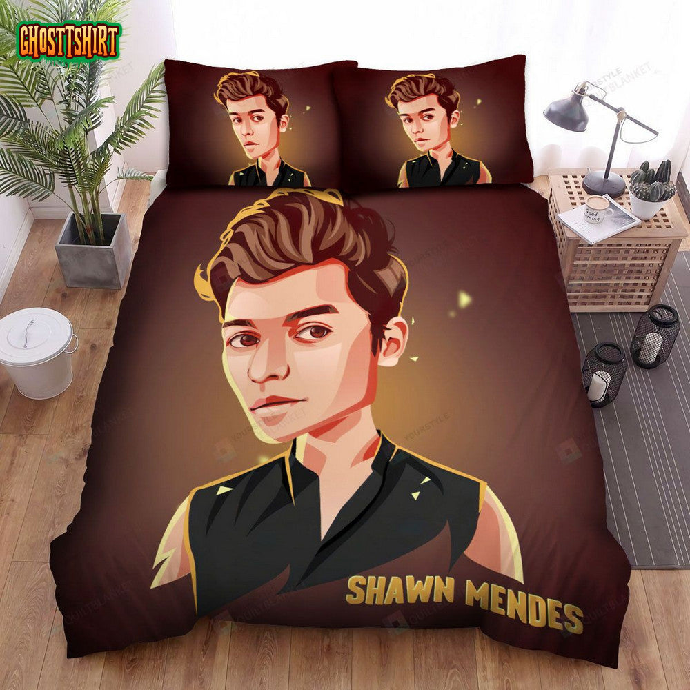 Cartoon Style Of Shawn Mendes Bed Sheets Spread Duvet Cover Bedding Set