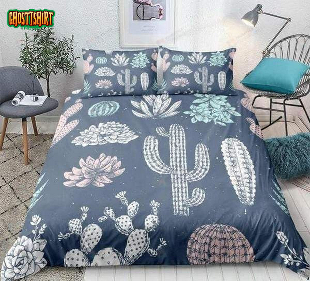 Cartoon Tropical Cactus Cotton Bed Sheets Spread Comforter Duvet Cover Bedding Set