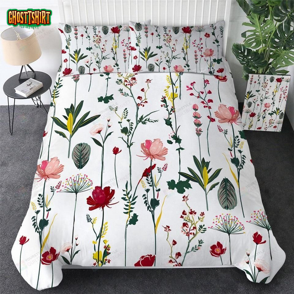 Cartoon Wild Flowers Cotton Bed Sheets Spread Comforter Duvet Cover Bedding Set