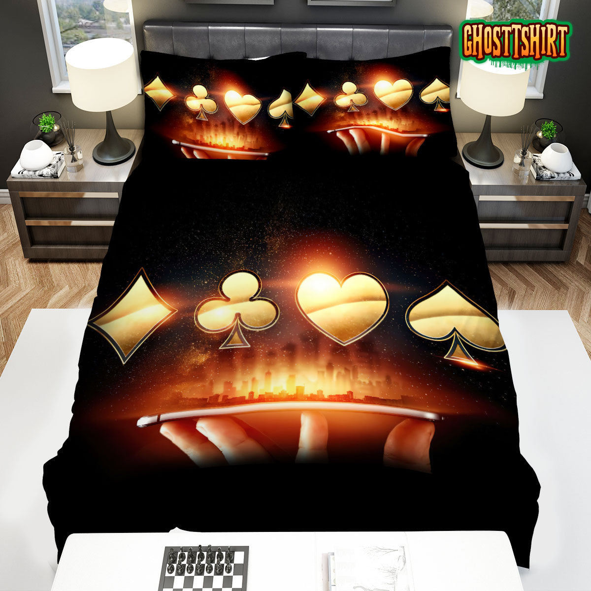 Casino Casino Ace Cards With Phone Bed Sheets Duvet Cover Bedding Set
