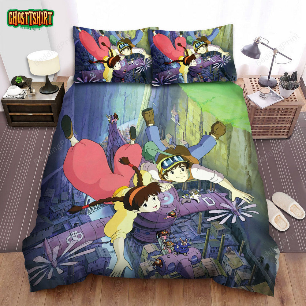 Castle In The Sky (1986) Movie Poster 3 Bed Sheets Duvet Cover Bedding Set