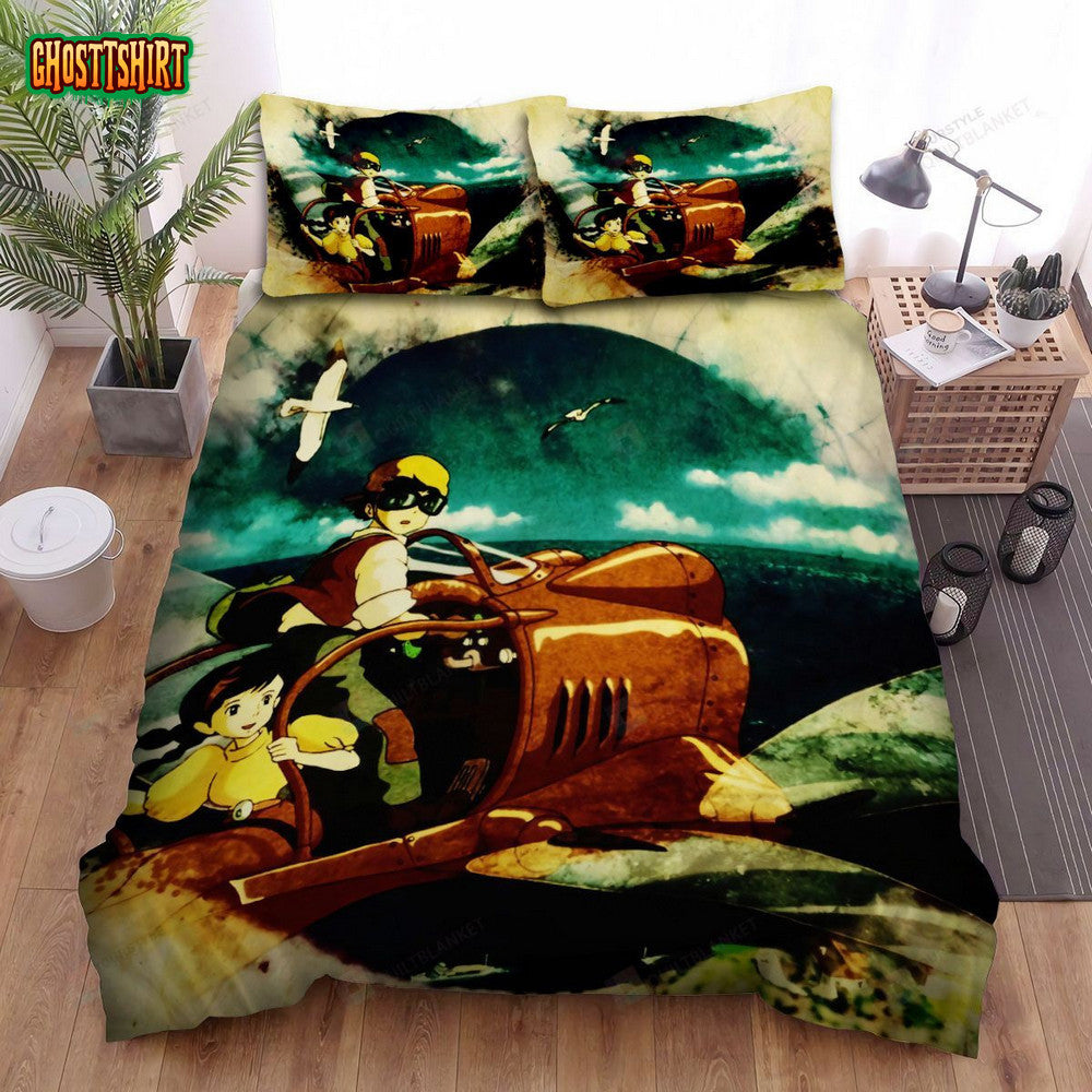 Castle In The Sky Anime Plane Bed Sheets Spread Comforter Duvet Cover Bedding Set