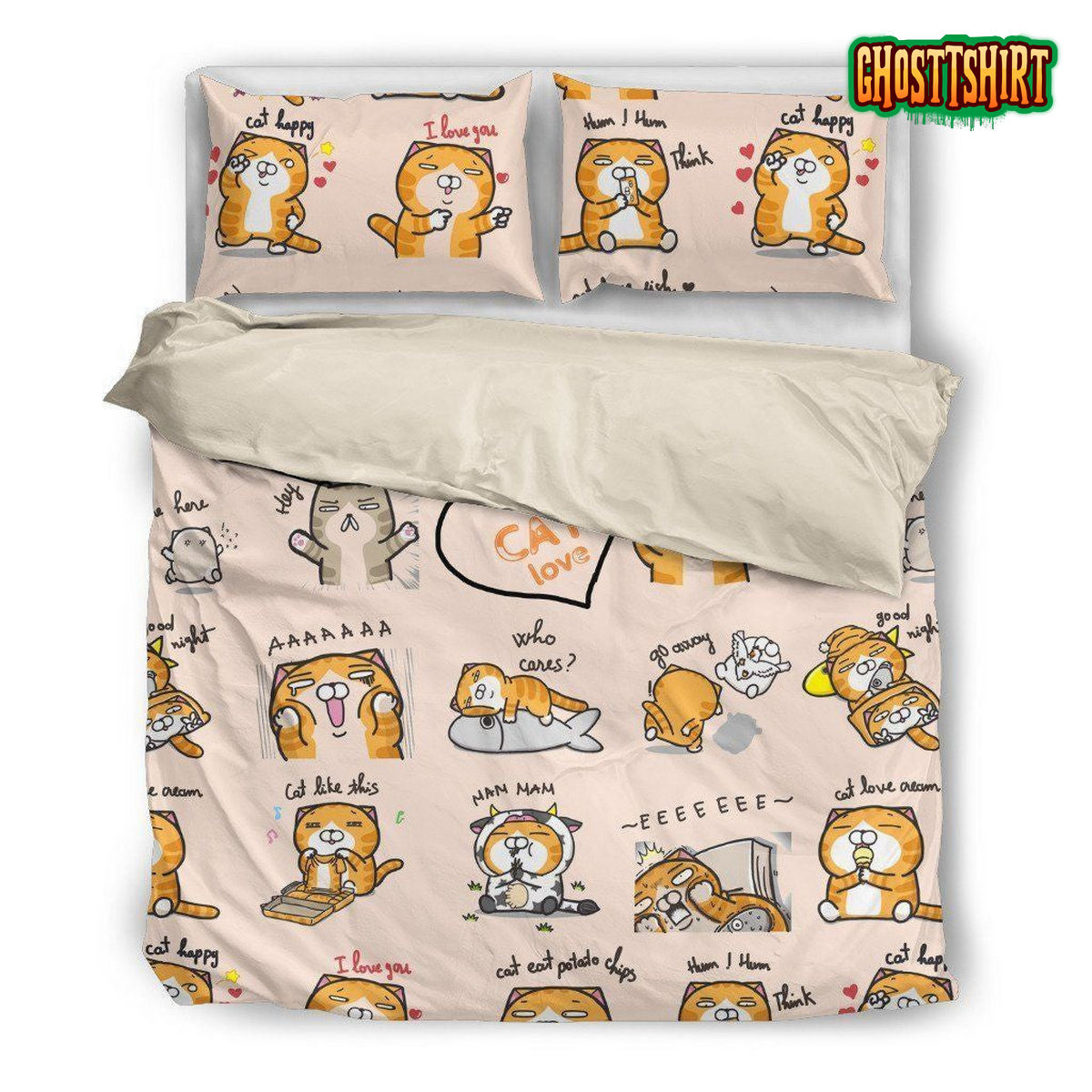 Cat Cute Bed Sheets Duvet Cover Bedding Set