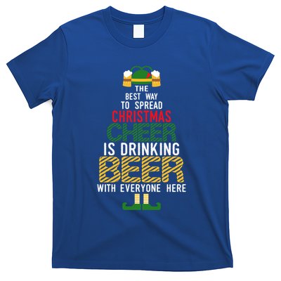 Christmas Cheer Elf Funny Santa Elf With Beer Hat Sweater Gift T-Shirt