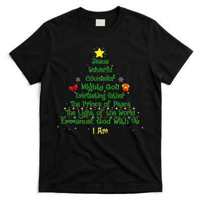 Christian Christmas Lover Bible Names of Jesus Tree T-Shirt