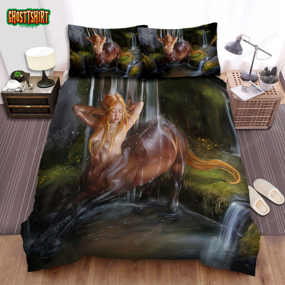 Centaur Girl Showering Artwork Bed Sheets Spread Duvet Cover Bedding Set