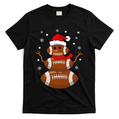 Christmas Football Snowman Football Christmas T-Shirt