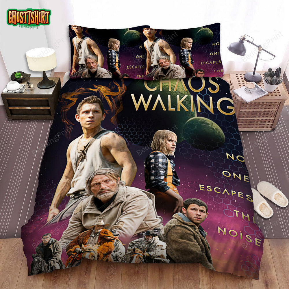 Chaos Walking (2021) Movie Poster Fanart 2 Bed Sheets Duvet Cover Bedding Set