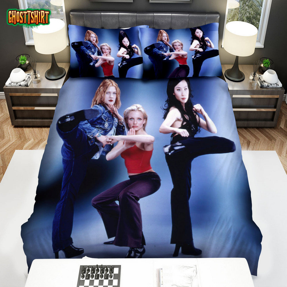 Charlie's Angels (2000) Movie Fighting Girls Bed Sheets Spread Comforter Duvet Cover Bedding Set