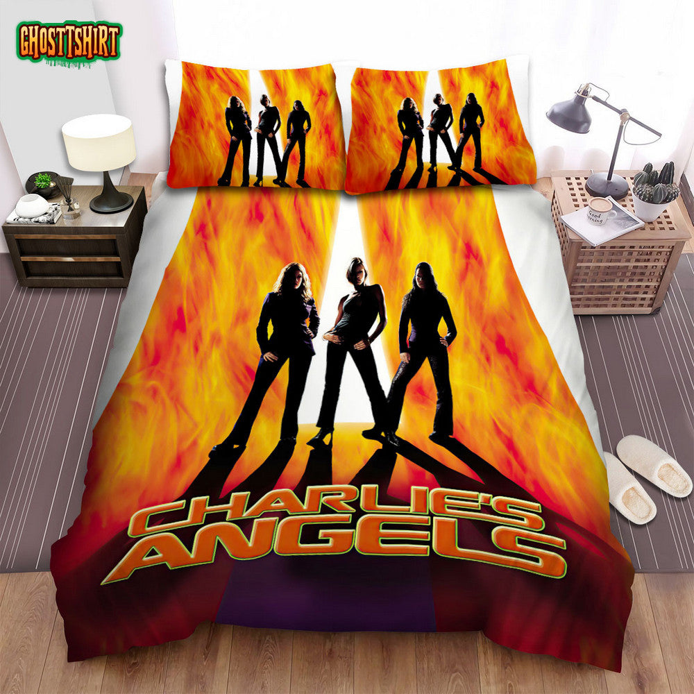 Charlie's Angels (2000) Movie Fire Poster Bed Sheets Spread Comforter Duvet Cover Bedding Set