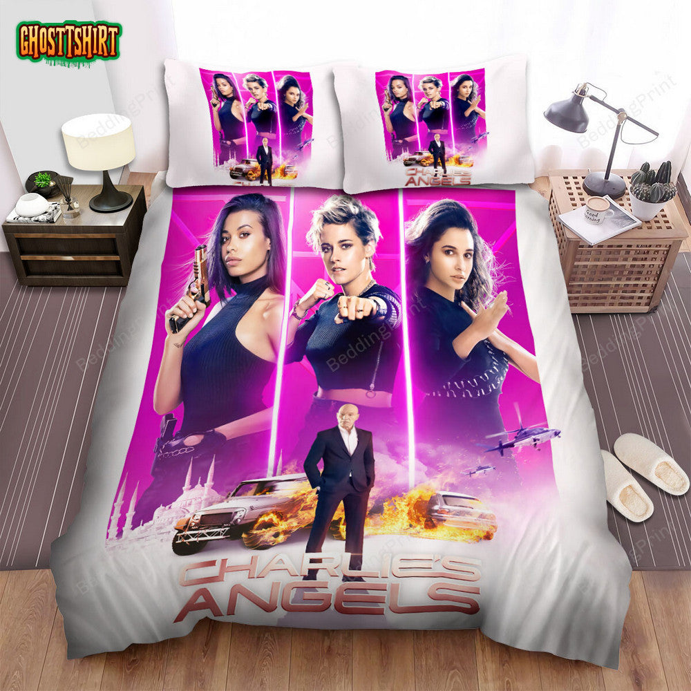 Charlie's Angels (2019) Movie Poster Fanart Bed Sheets Duvet Cover Bedding Set