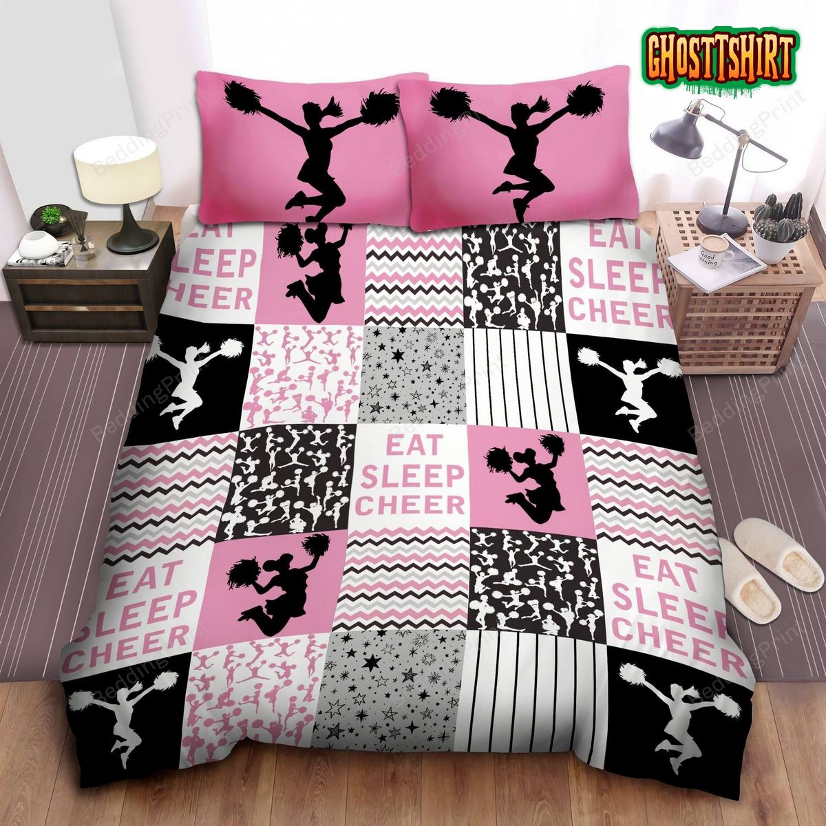 Cheerleader Eat Sleep Cheer Duvet Cover Bedding Set