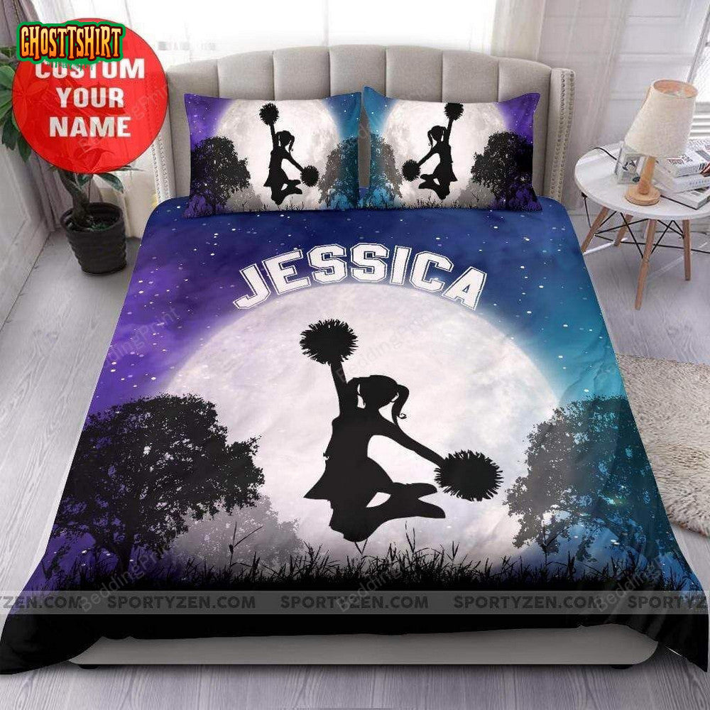 Cheerleader In The Galaxy Space Custom Name Duvet Cover Bedding Set