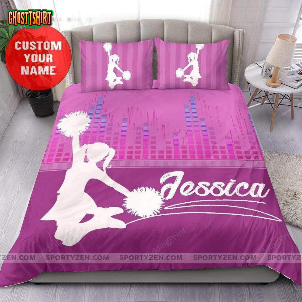Cheerleader Simple Hot Pink Custom Name Duvet Cover Bedding Set