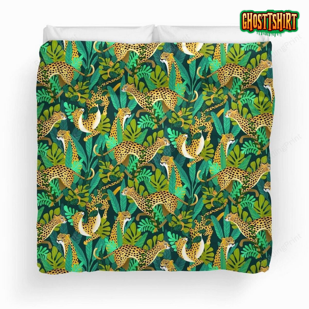 Cheetah Jade Jungle Pattern Duvet Cover Bedding Set