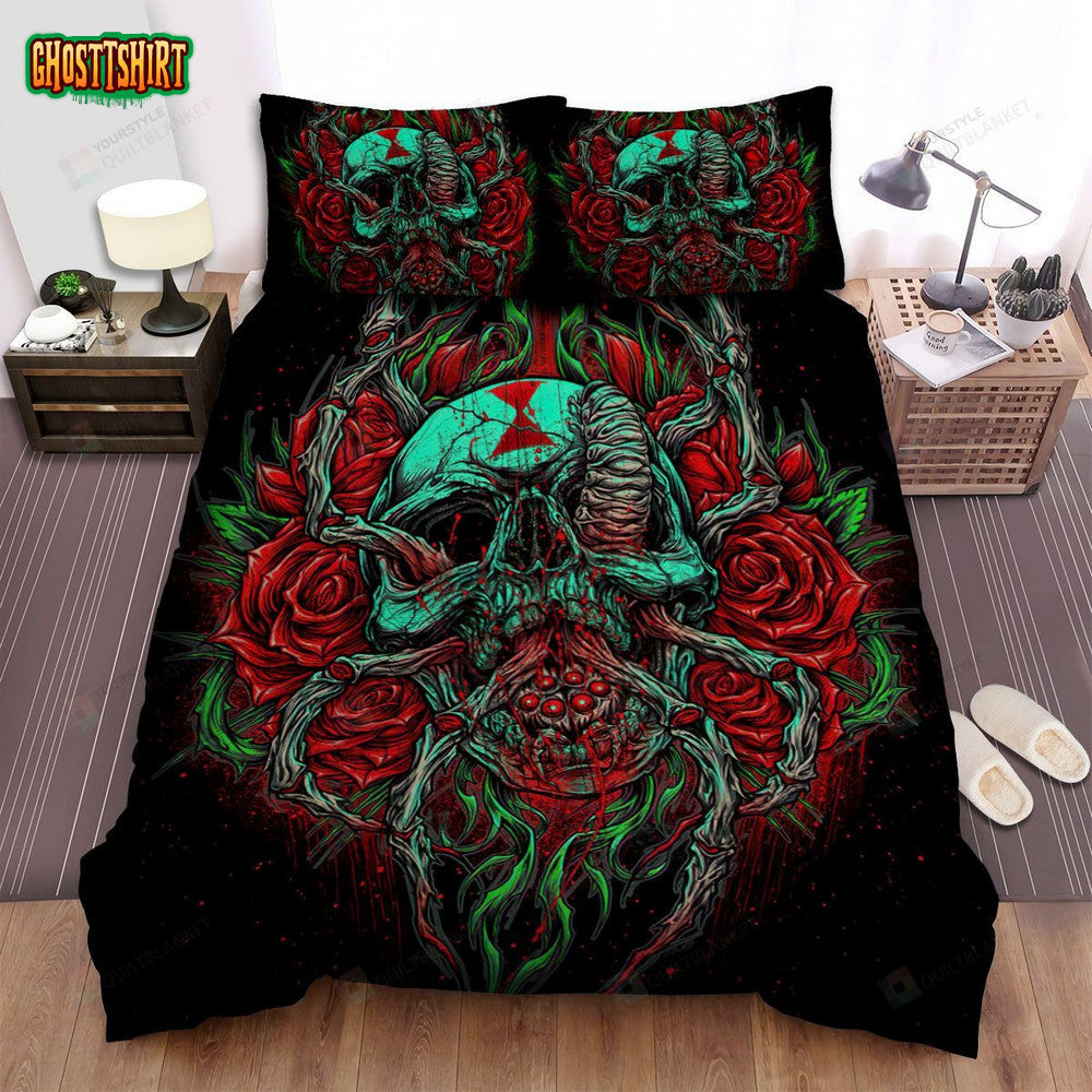 Chelsea Grin Band Roses Bed Sheets Spread Comforter Duvet Cover Bedding Set