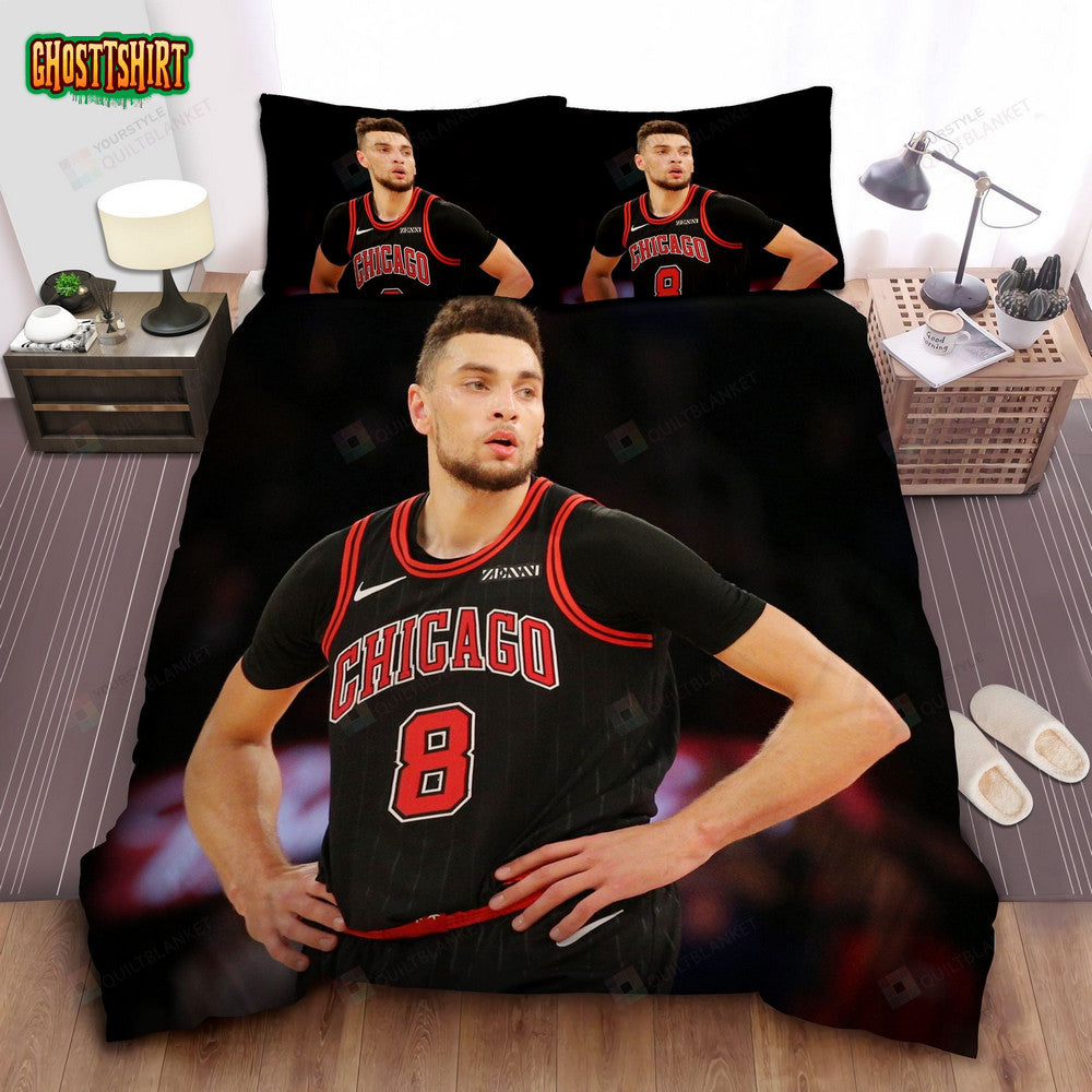Chicago Bulls Zach Lavine Photograph Bed Sheet Spread Comforter Duvet Cover Bedding Set
