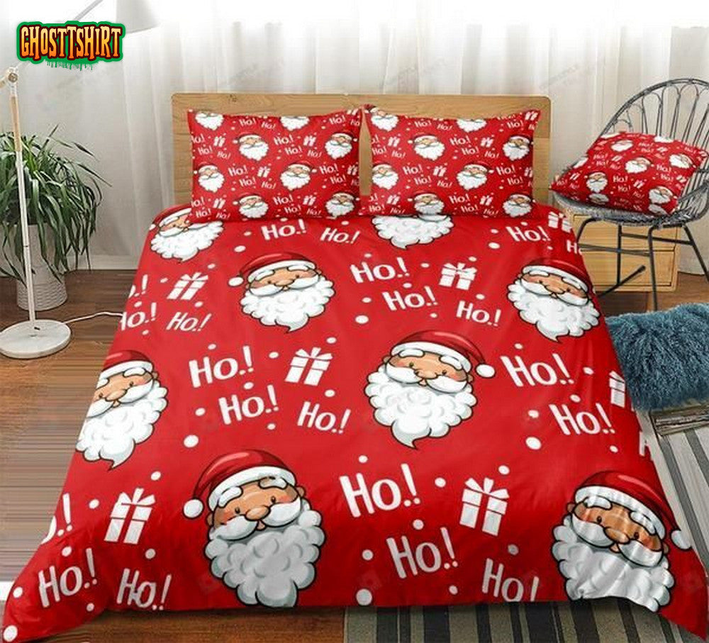 Christmas Cartoon Santa Claus Cotton Bed Sheets Spread Comforter Duvet Cover Bedding Set