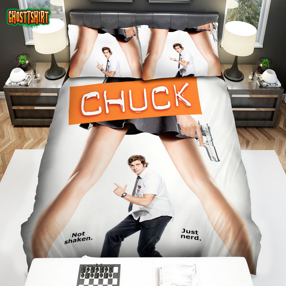 Chuck (2007–2012) Not Shaken. Just Nerd Movie Poster Bed Sheets Duvet Cover Bedding Set