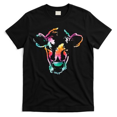 Cow Head Watercolor Art Farm Cow Lover T-Shirt