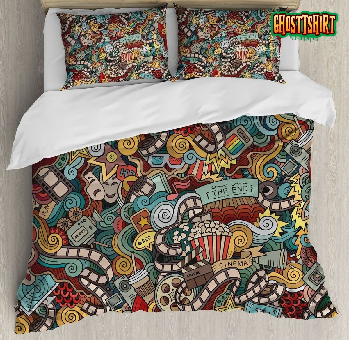 Cinema Items Popcorn Decorative Bedding Set