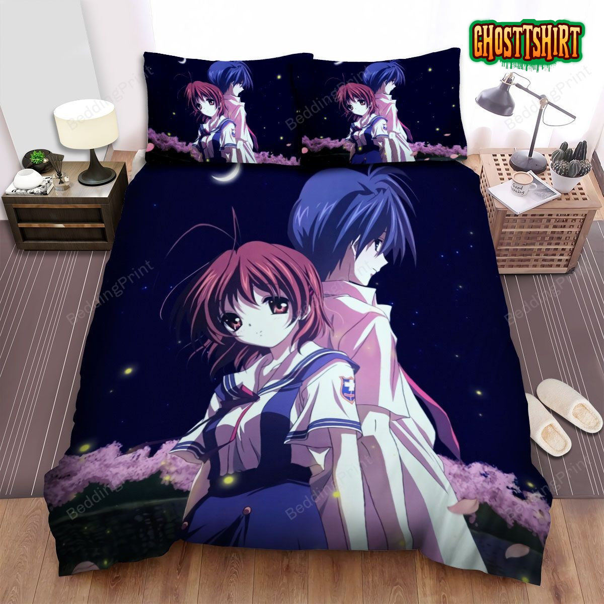 Clannad Tomoya Nagisa Night Bed Sheets Duvet Cover Bedding Set