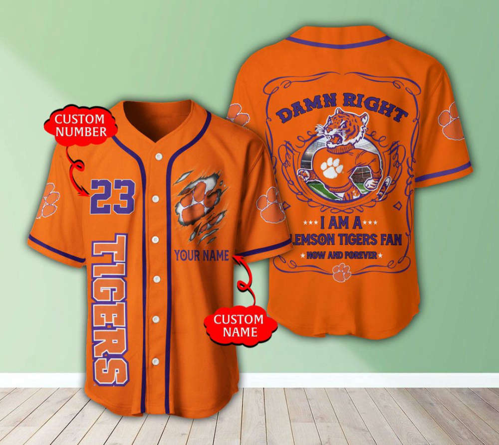 Clemson Tigers Personalized Baseball Jersey Gift For Men Women - lylyprint.com
