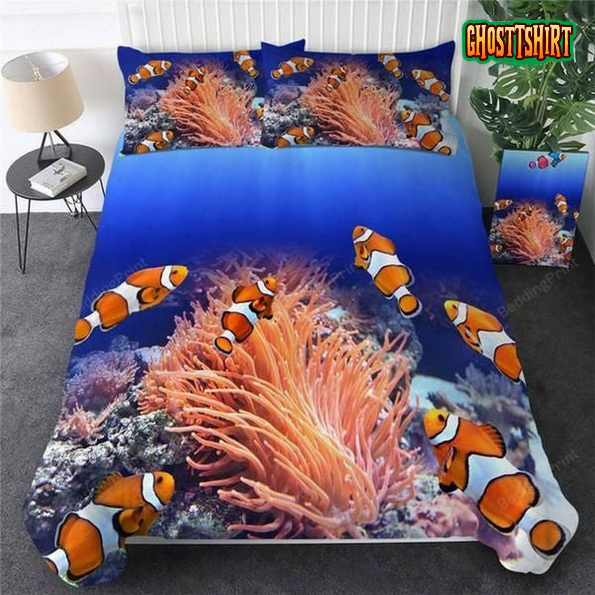 Clown Fish 3D Ocean Coral Duvet Bed Sheets Duvet Cover Bedding Set