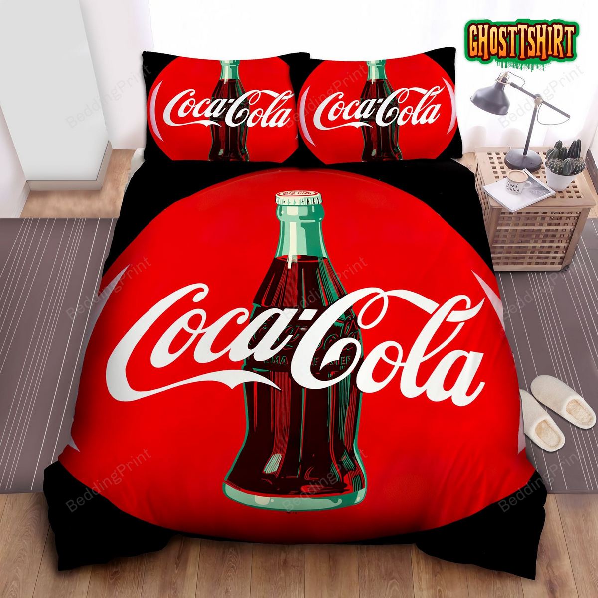 Coca-Cola Vintage Bottle On Red Pin Bed Sheets Duvet Cover Bedding Set