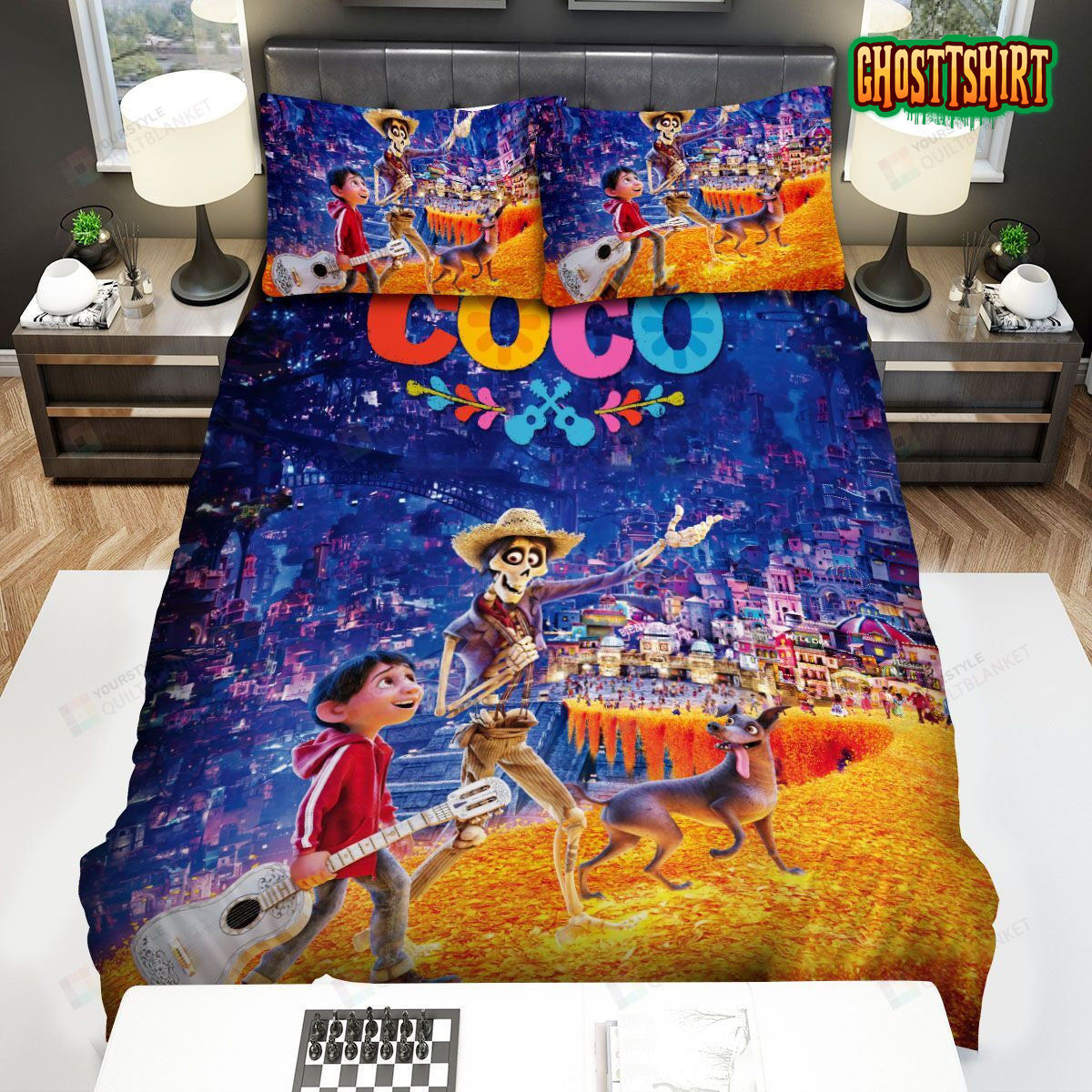 Coco Miguel And Hctor In The Gold Road Bed Sheets Duvet Cover Bedding Set