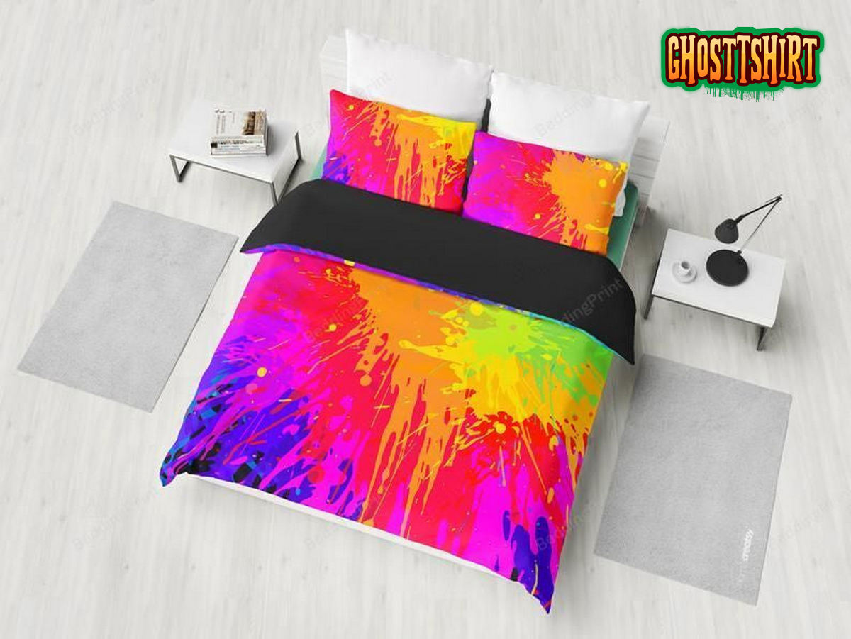 Colorful Abstract Art Paint Splatter Duvet Cover Bedding Set