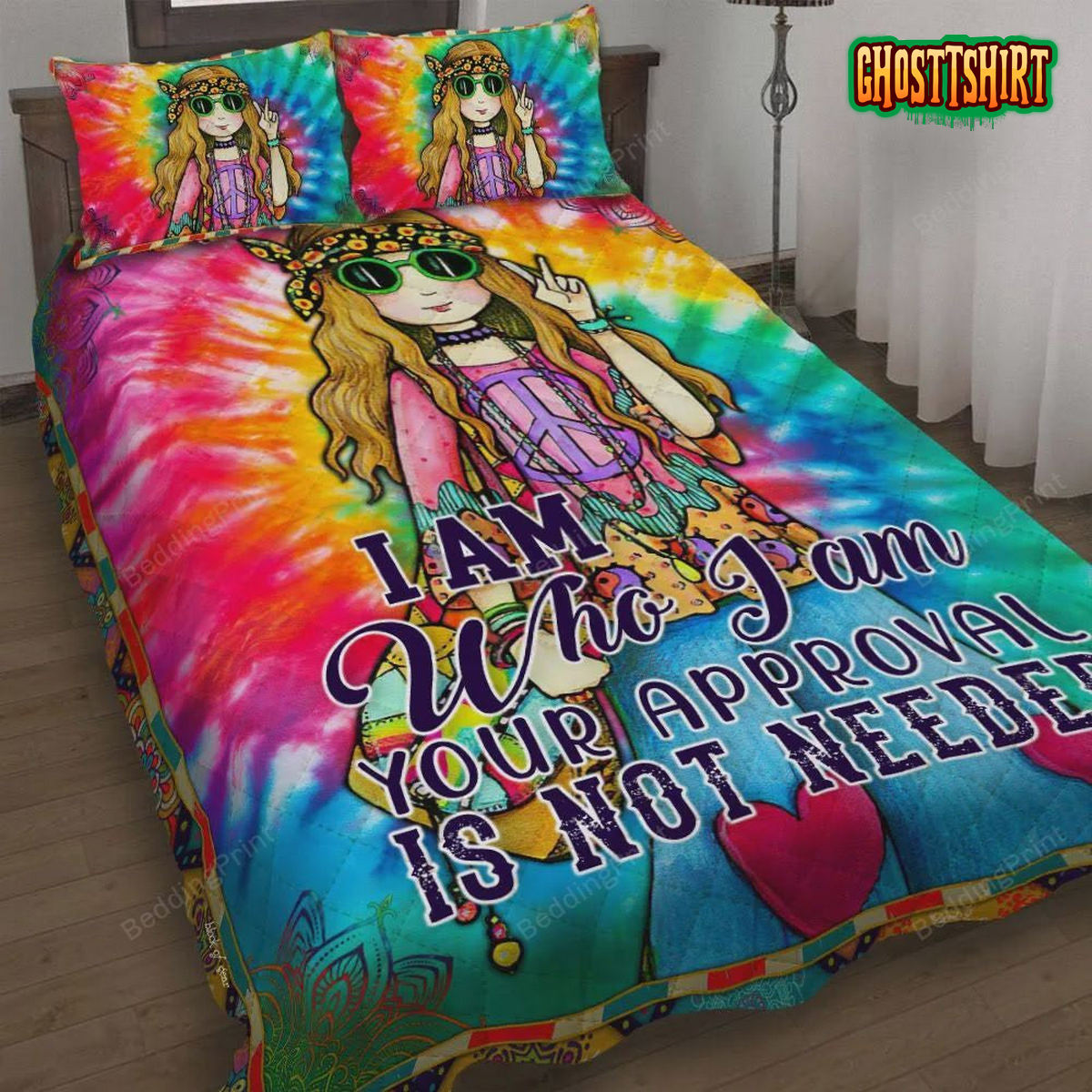 Colorful Hippie Girl Bed Sheets Duvet Cover Bedding Set