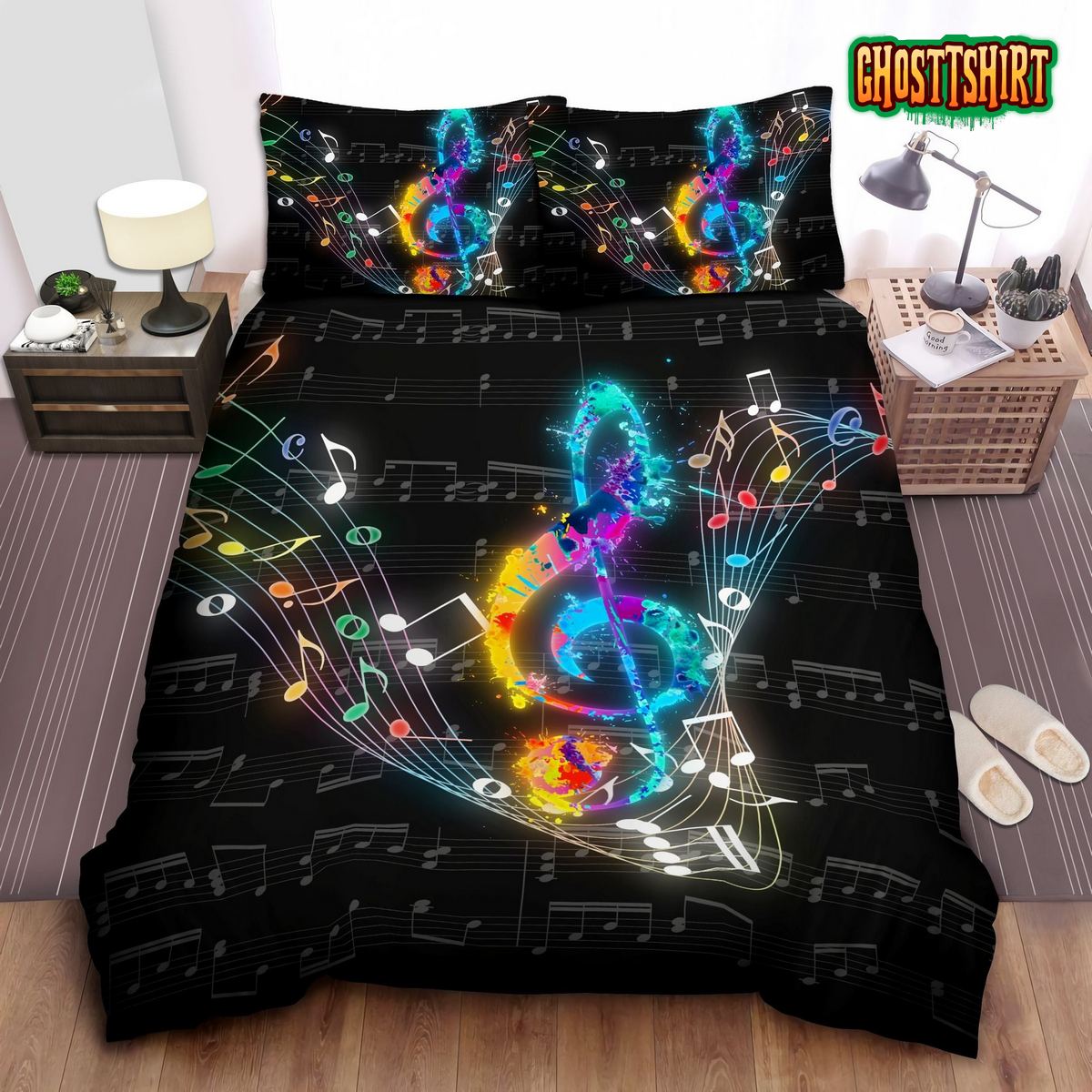 Colorful Magical Music Notes Duvet Cover Bedding Set