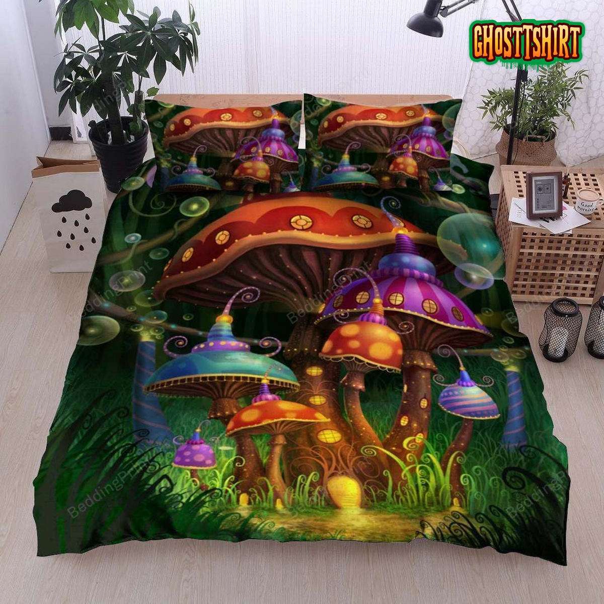 Colorful Mushroom Bed Sheets Duvet Cover Bedding Set