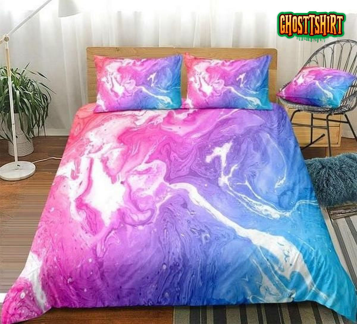 Colorful Quicksand Marble Bed Sheets Duvet Cover Bedding Set