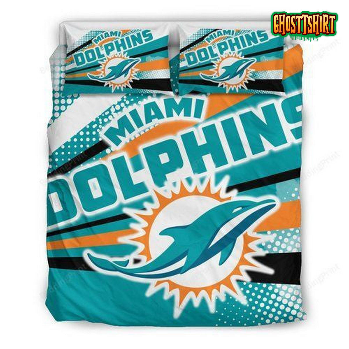 Colorful Shine Amazing Miami Dolphins 3D Duvet Cover Bedding Set