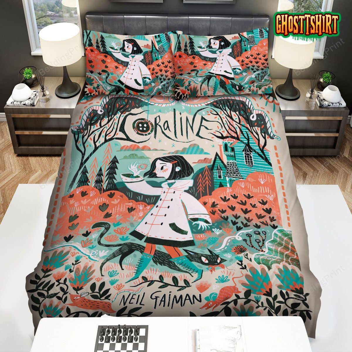 Coraline With Cat Art Bed Sheets Duvet Cover Bedding Set