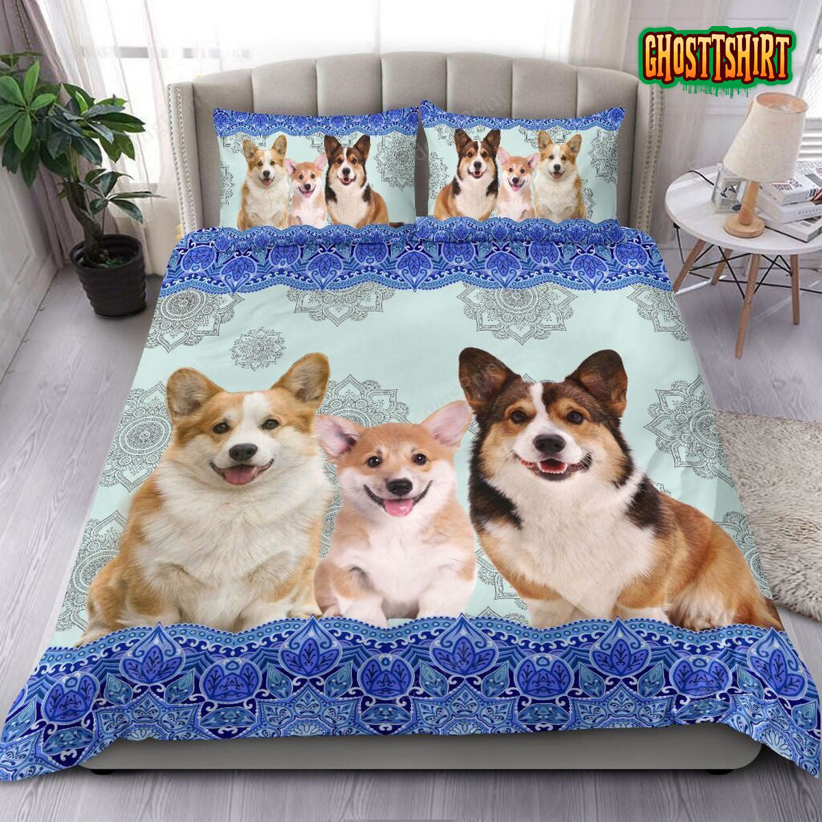 Corgi Dog And American Flag Bedding Set